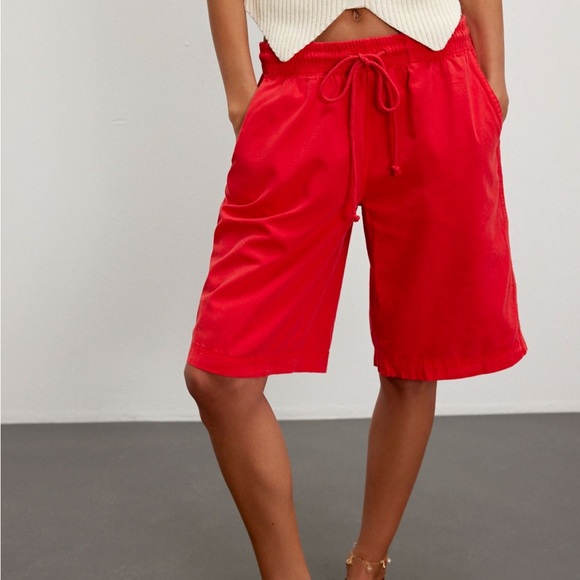 Free People Pants - Free people Saylor Poplin pull on shorts (red)